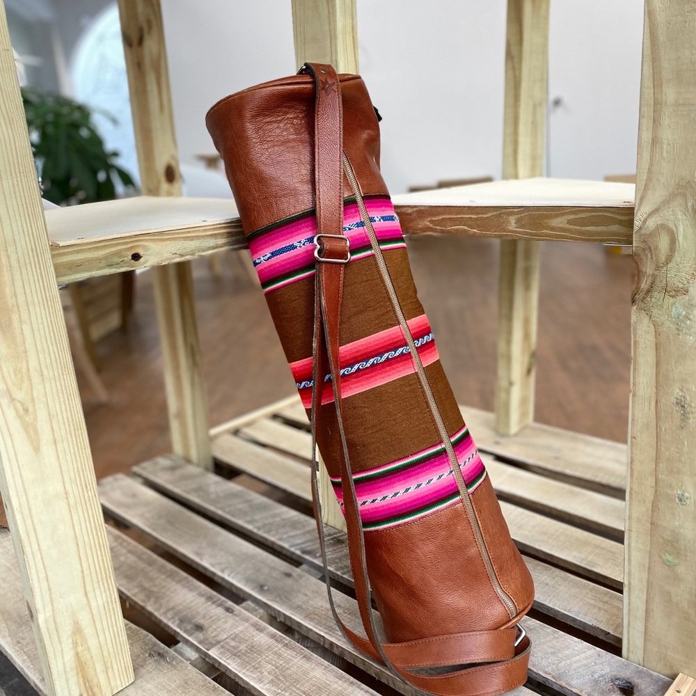 UNIQUE ONLY ONE MADE: Beautiful handmade AV yoga mat bag leather